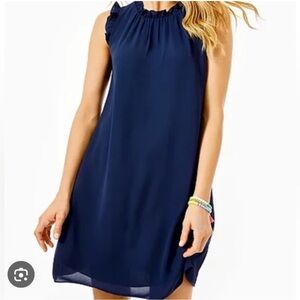 Lilly Pulitzer Navy Blue Ruffle Mini Dress